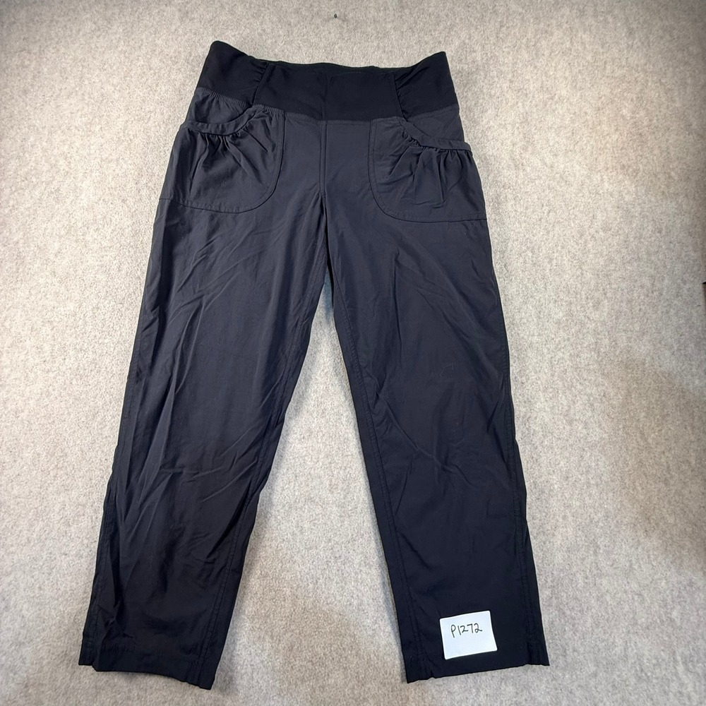 prAna Womens Black Hiking Pants Wide Waistband Relaxed Fit Size M